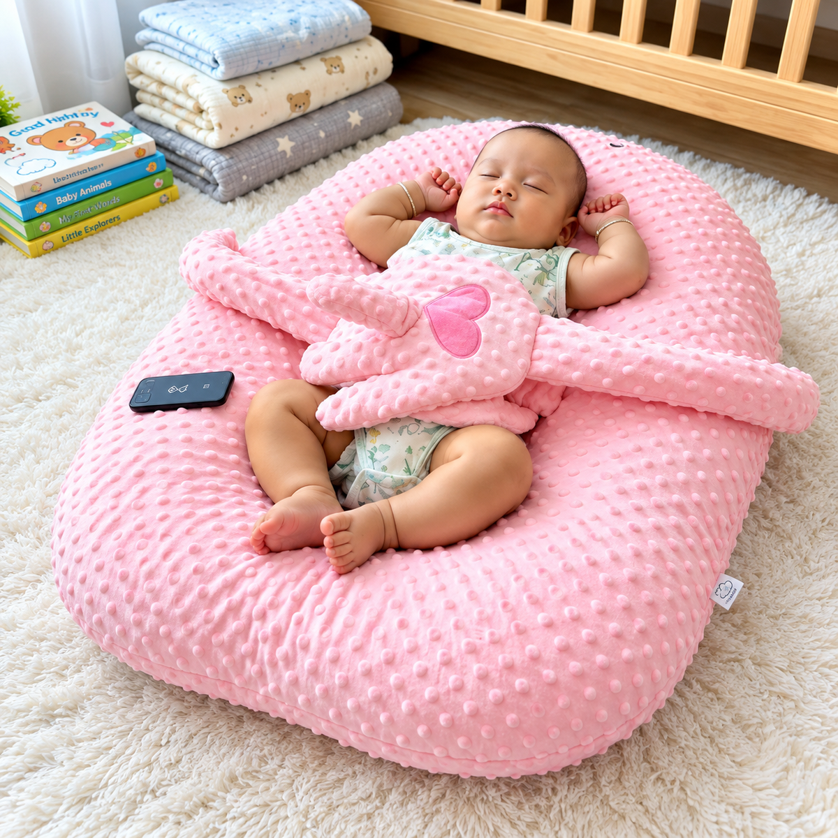 Baby Cuddle Support Pillow – Dual Arm Anti-Roll Cushion for Infants