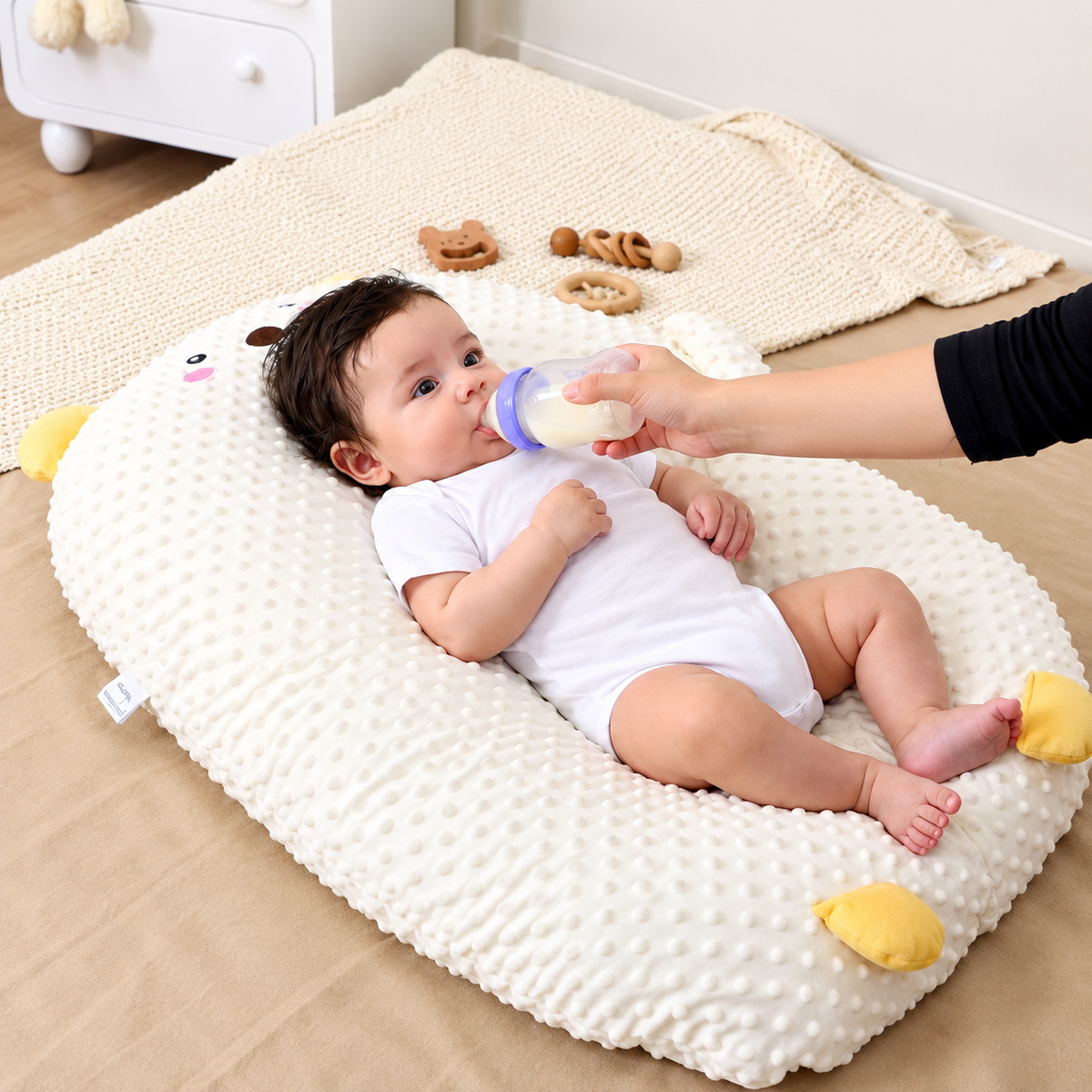 Baby Cuddle Support Pillow – Dual Arm Anti-Roll Cushion for Infants