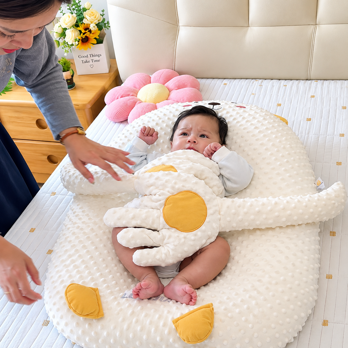 Baby Cuddle Support Pillow – Dual Arm Anti-Roll Cushion for Infants
